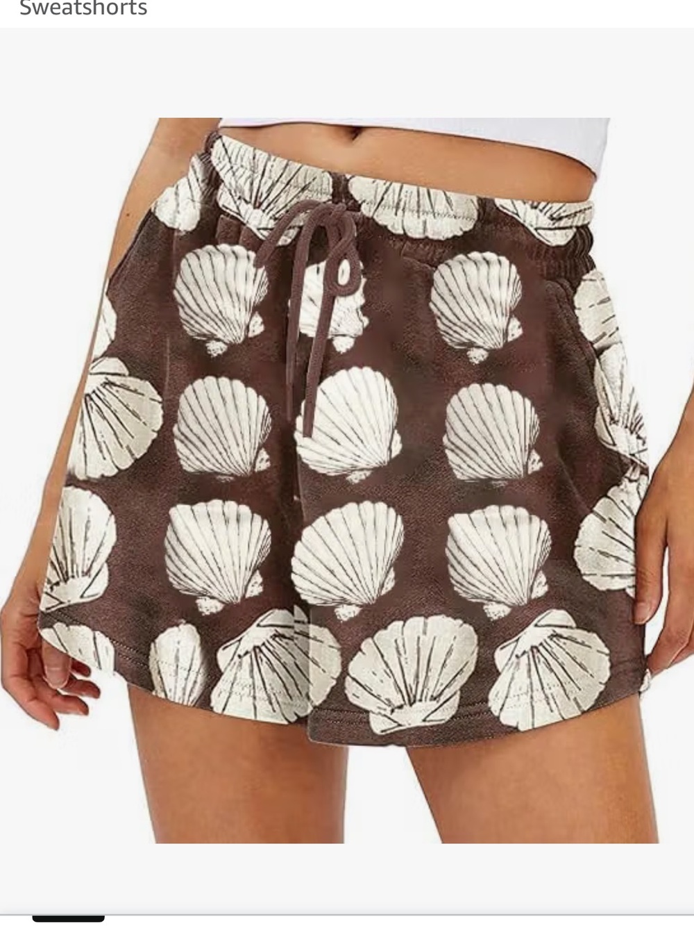 Amazon Brown Shorts with White Shell Print for Women